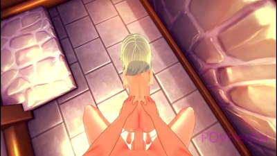 (ফাঁদ) এলভিশ দাসী আপনাকে আপনার মুখ ধুতে সাহায্য করে।